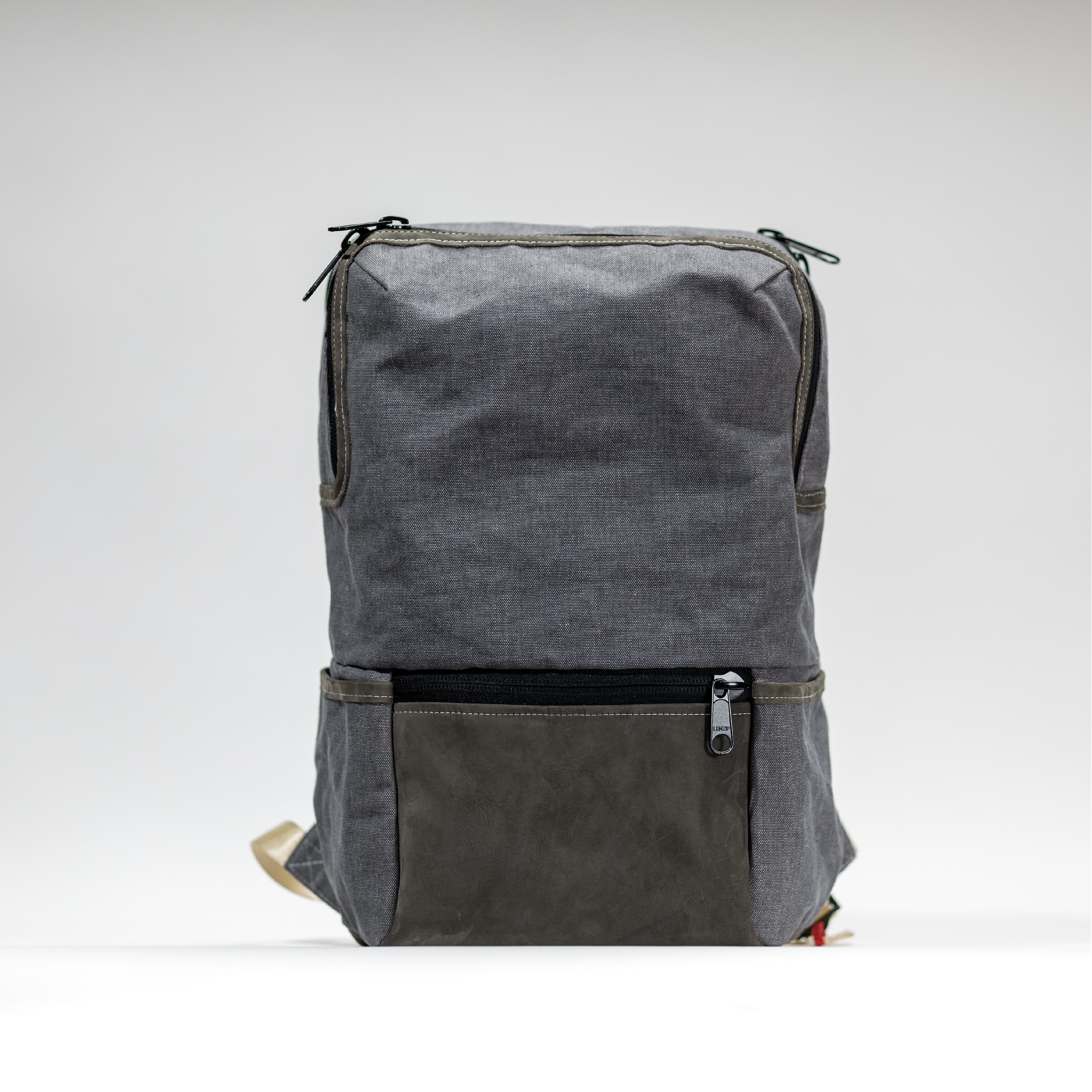 Monkey Stuff everyday backpack — handmade recycled canvas and leather backpack