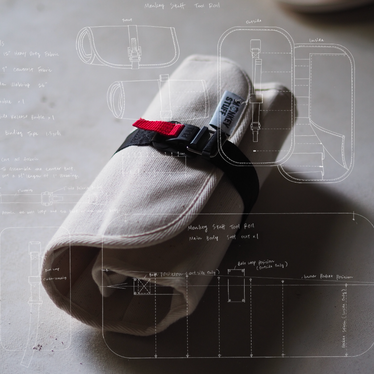 DIY pottery tool roll plans — preview of the downloadable pattern showing bag layout and dimensions