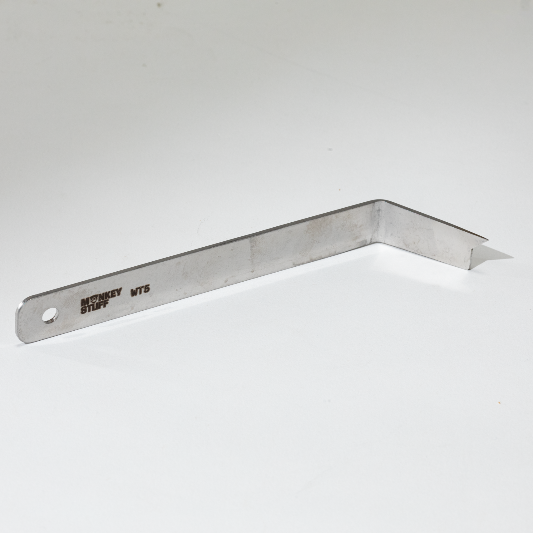 Monkey Stuff WT4 and WT5 Foot Beveling Tools — laser-cut 304 stainless steel wet trimmers for adding beveled edges to pot bases
