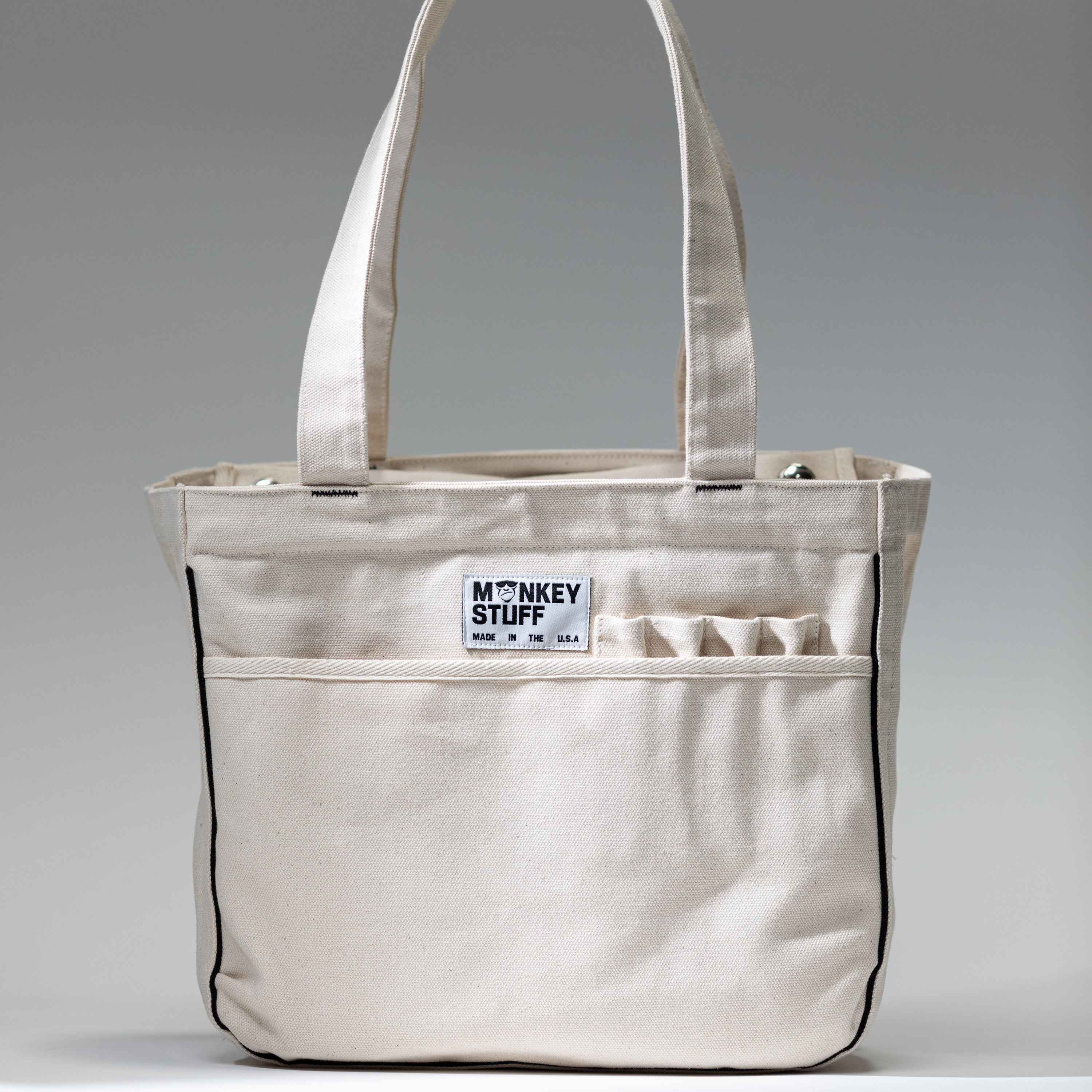 Monkey Stuff medium pottery tool bag — compact recycled canvas with organized compartments